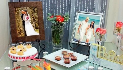Receptie bruiloft - aankleding, decoratie, hapjes